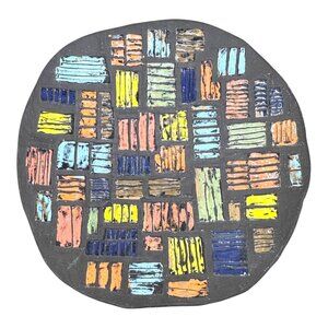 Vtg Picasso Style Mosaic Art Pottery Large Plate Modern Abstract Design MCM